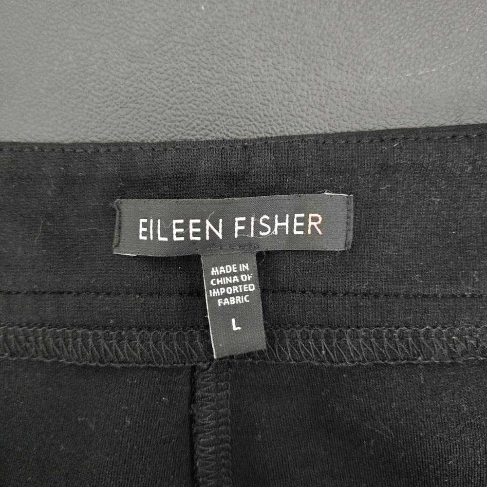 Eileen Fisher Womens Jersey Knit Straight Leg Pants Size L Black Stretch Ponte - Picture 4 of 9